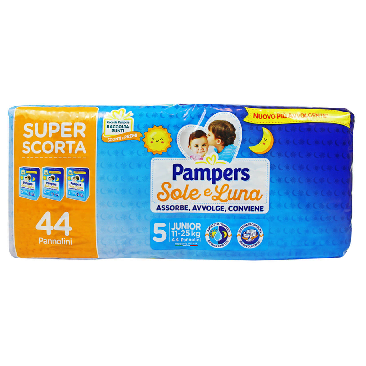 PAMPERS SOLE e LUNA 5 JUNIOR 11-25 KG 44 PEZZI