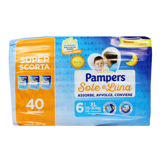 PAMPERS SOLE e LUNA 6 XL 15-30 KG 40 PEZZI