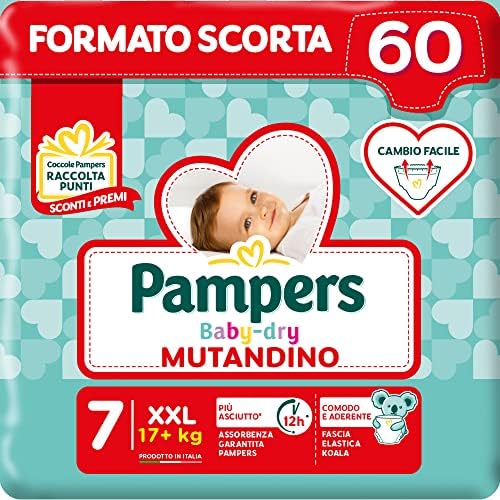 Pampers Baby Dry Mutandino, 60 Pannolini, XXL, Taglia 7