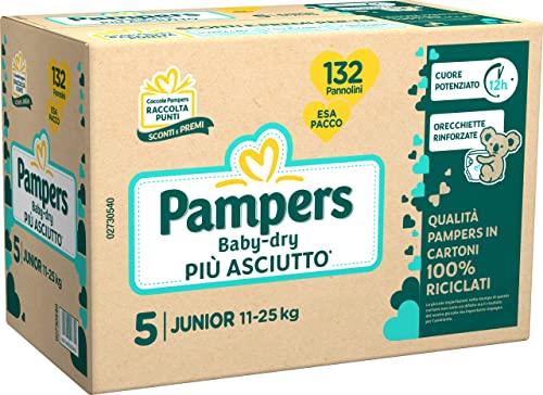 Pampers ESA BABY DRY JUNIOR, 132 Pannolini, Taglia 5 (11-25 kg)