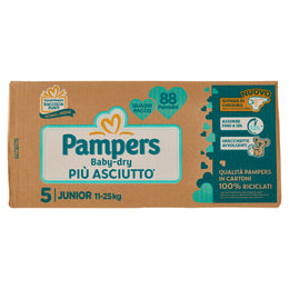 Pampers BabyDry 5 taglia - Quadripacco da 88 pannolini