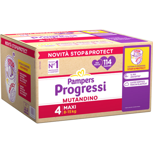 PAMPERS PROGRESSI 4 TAGLIA MUTANDINO 114 PANNOLINI