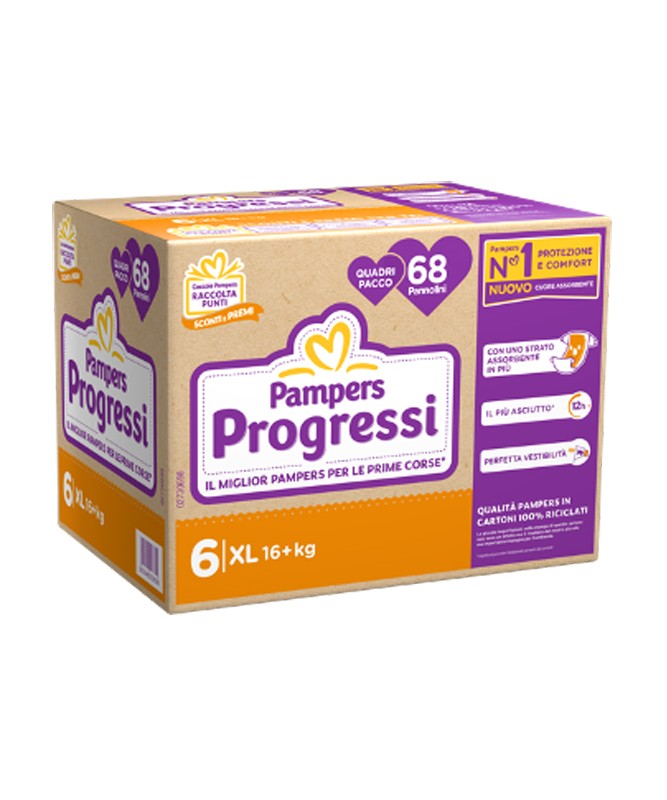 Pampers Progressi Quadri 6 XL 68 Pezzi