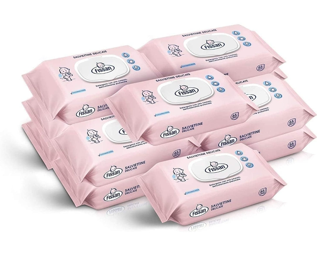 Fissan Baby Salviettine Delicate Megapack da 780 Salviette, 12 Confezioni da 65 Salviette