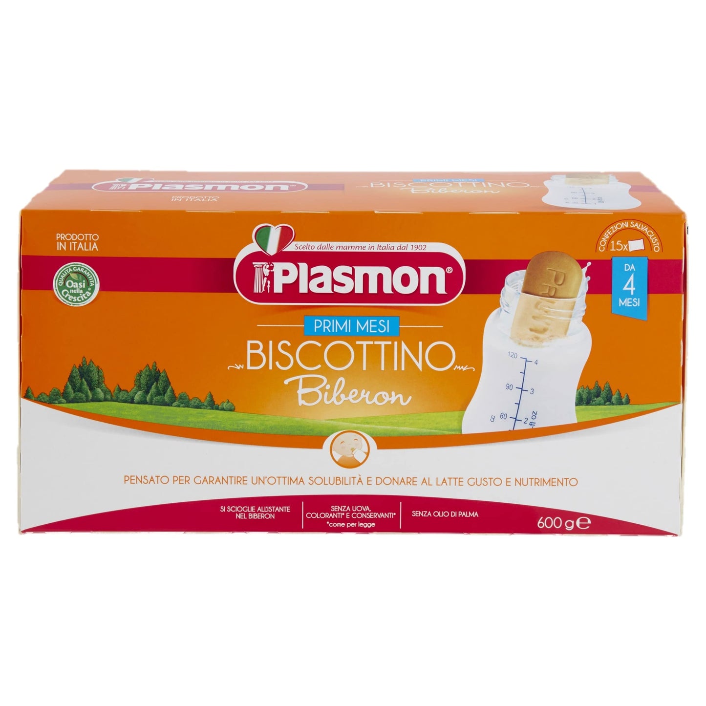 Plasmon il Biscottino Biberon 600g 8 Box senza uova, si scioglie all'istante nel biberon